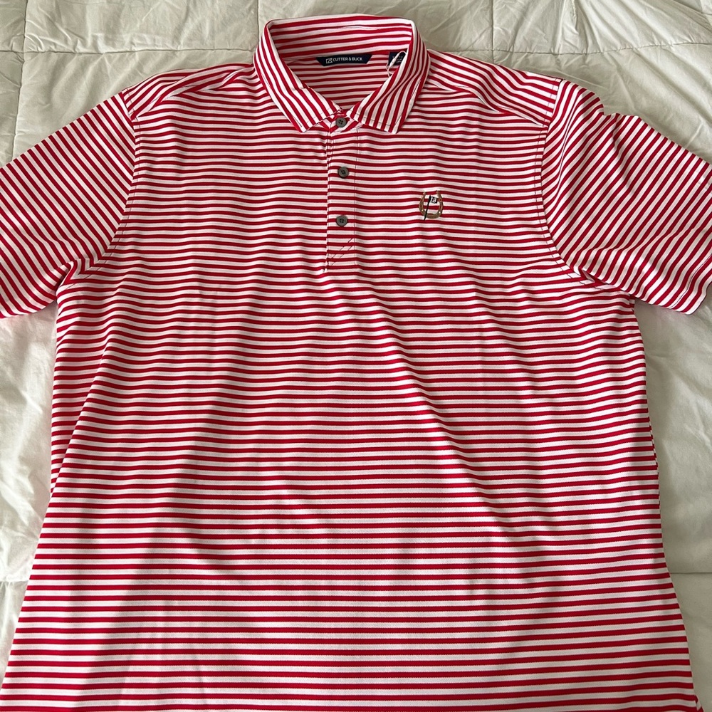 Red and white stripe golf polo brand new